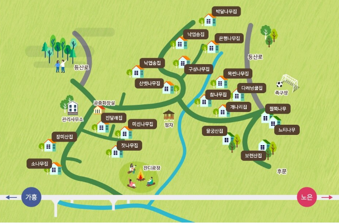 봉황자연휴양림-배치도-숲속의집-알아보기