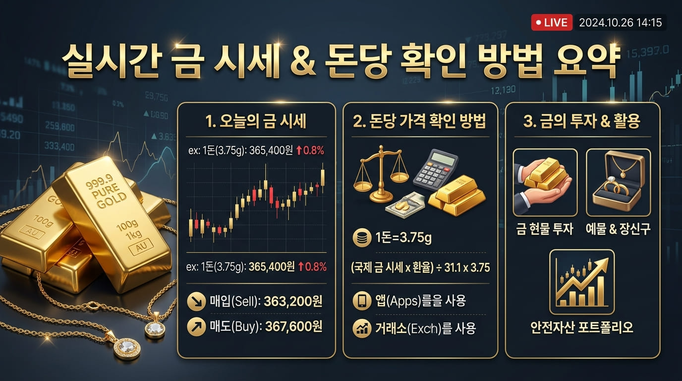 금 1돈가격 실시간 금시세 계산기