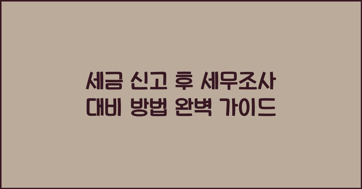 세금 신고 후 세무조사 대비 방법