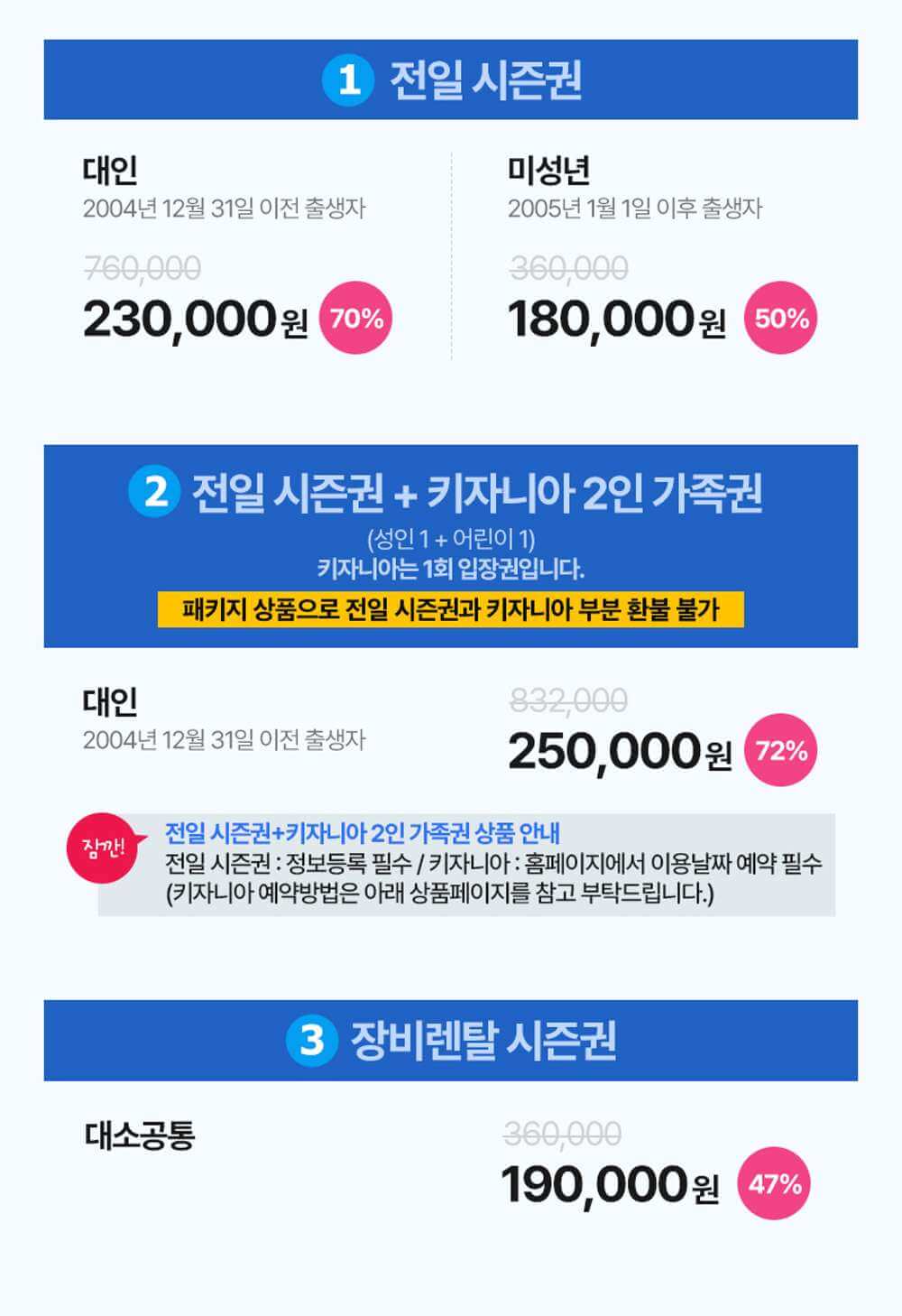 오크밸리 시즌권 가격