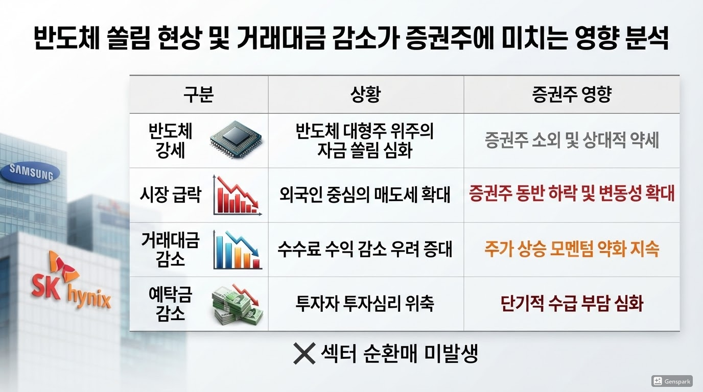 반도체 쏠림과 거래대금 감소 영향