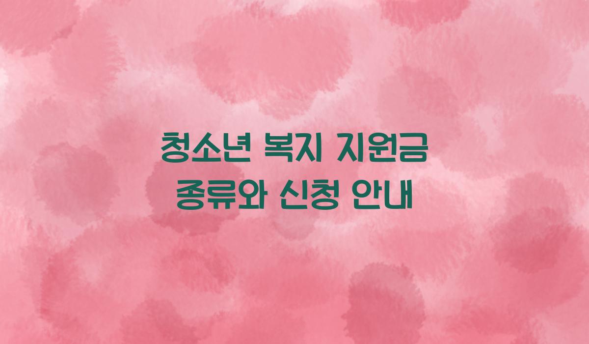 청소년 복지 지원금