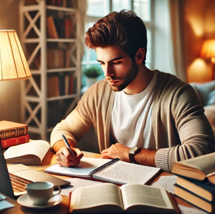 도서관에서-학생이-공부하는-모습