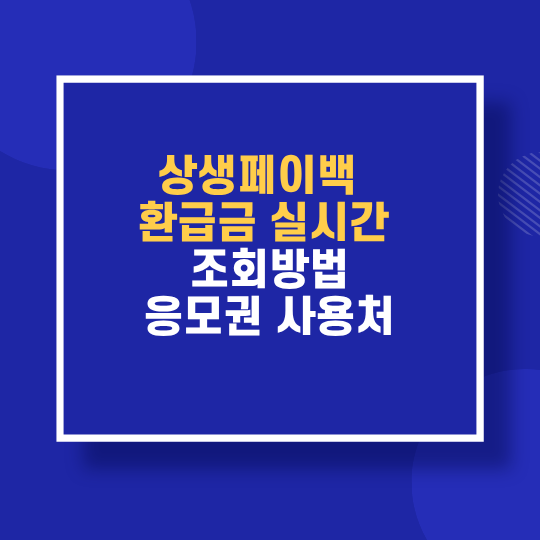 상생페이백 환급금 실시간 조회방법 응모권 사용처