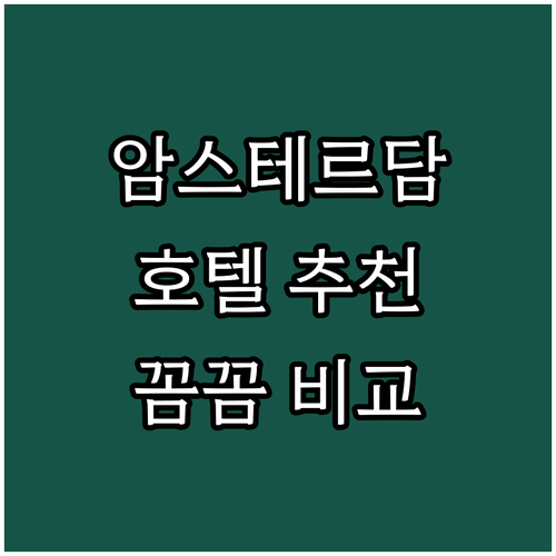 암스테르담 인기 호텔 추천 숙소 규정..