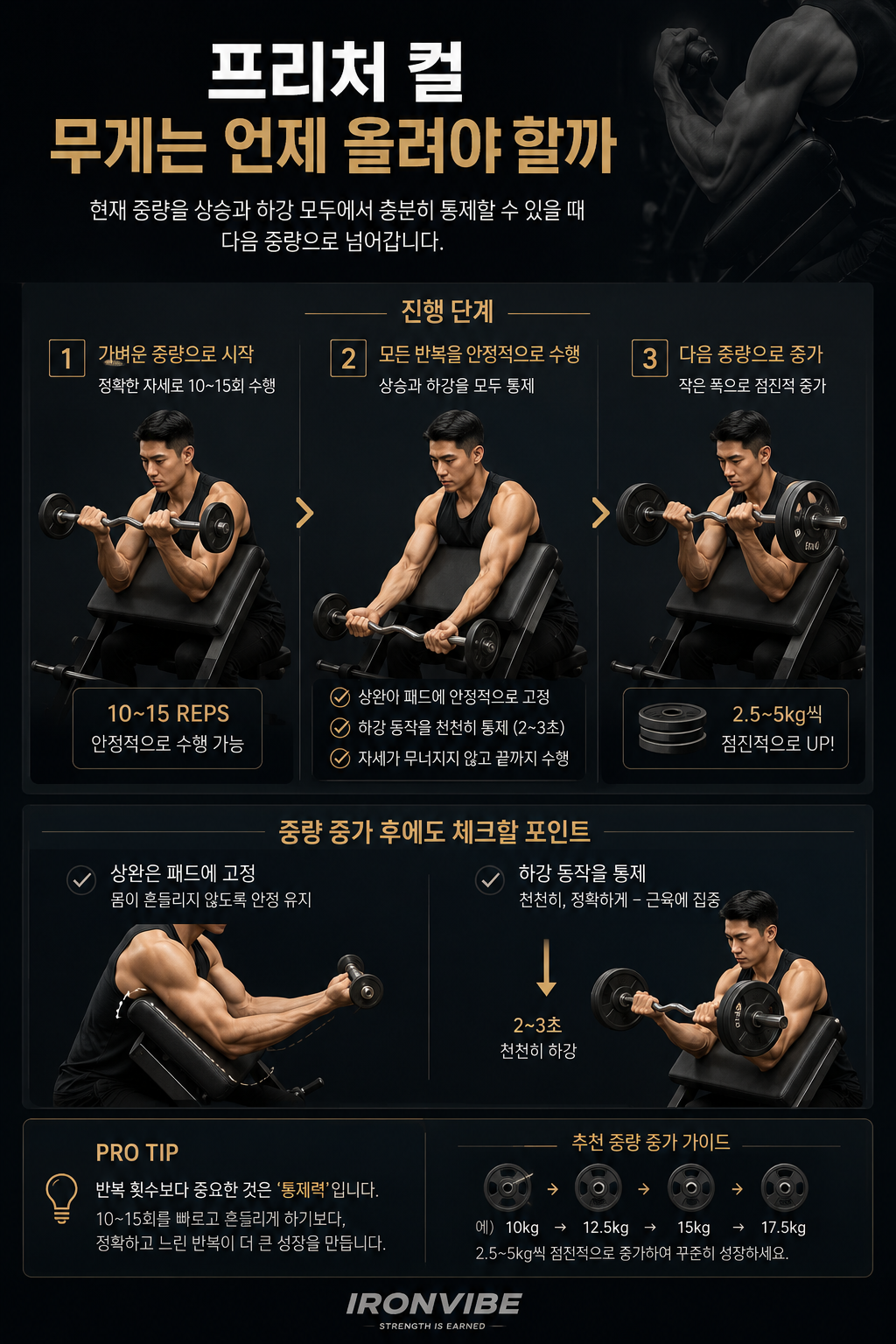프리처 컬 무게는 언제 올려야 할까