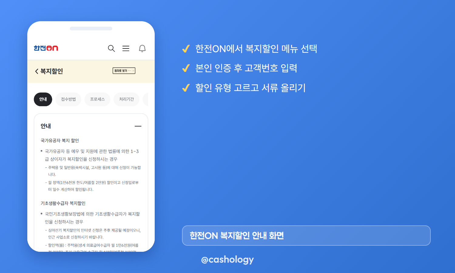 한전ON 복지할인 안내 화면