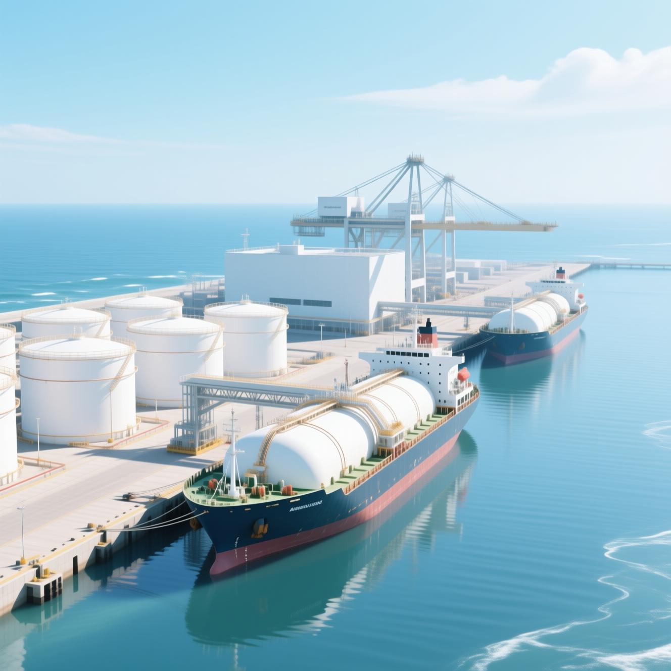 액화 천연가스 터미널과 유조선