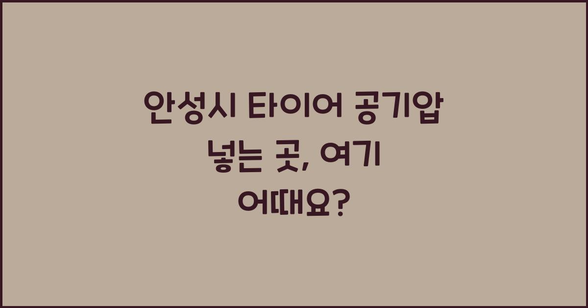안성시 타이어 공기압 넣는 곳