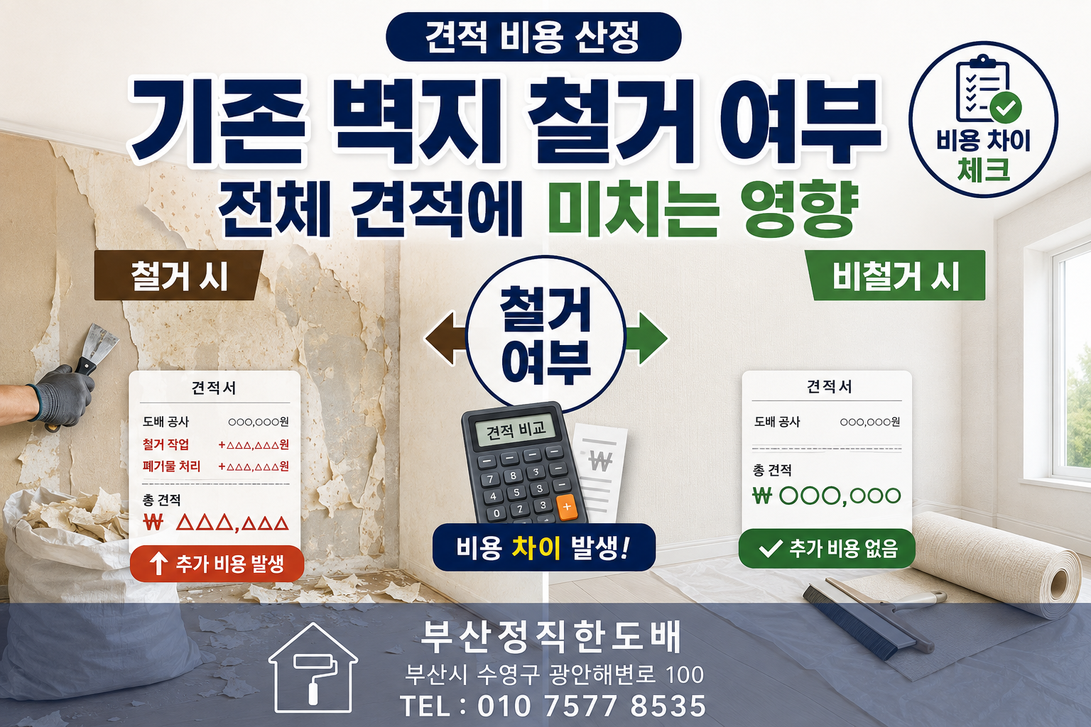 기존 벽지 철거 여부가 전체 견적에 미치는 영향|견적 비용 산정