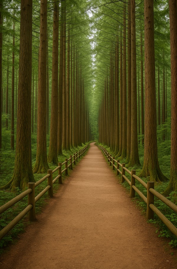 숲에 길이 있는 사진