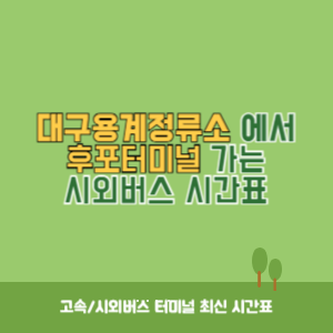 대구용계정류소에서 후포터미널 가는 시외버스 시간표 최신정보