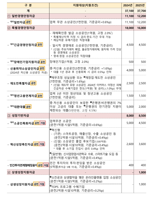 2025년 소상공인정책자금 운용개요