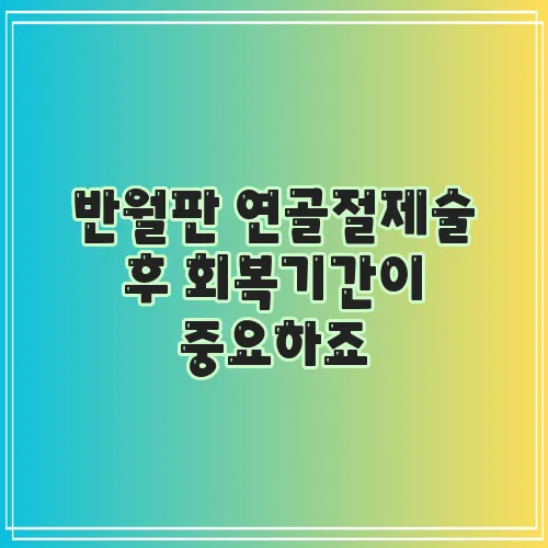 반월판 연골절제술 후 회복기간이 중요하죠