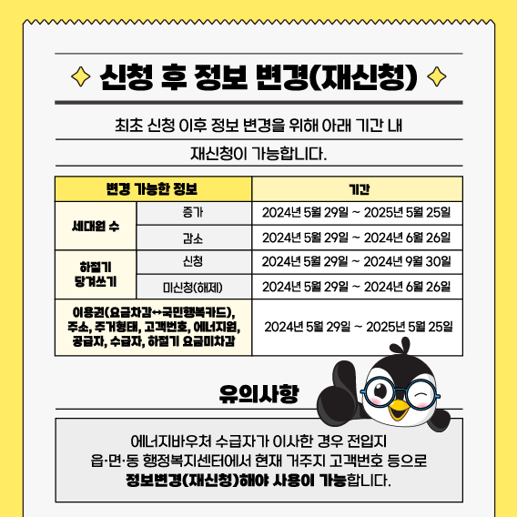 에너지바우처 신청 후 정보변경