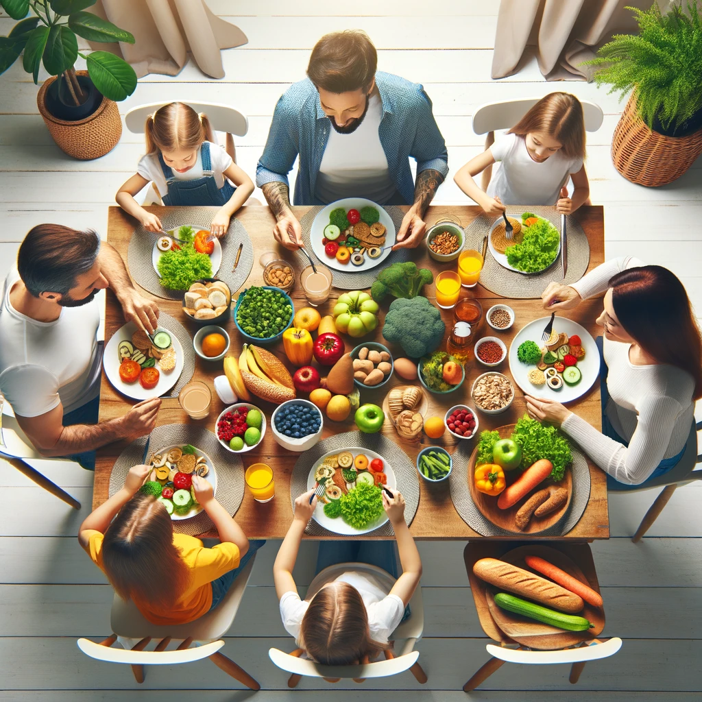 가족들이 밥먹는 모습