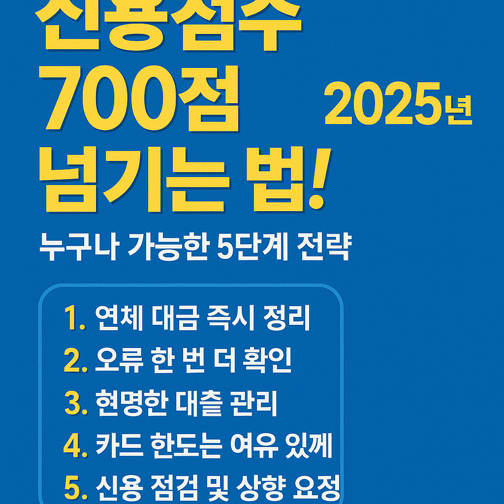 신용점수 700점 넘기는 5단계 전략 인포그래픽 (2025)
