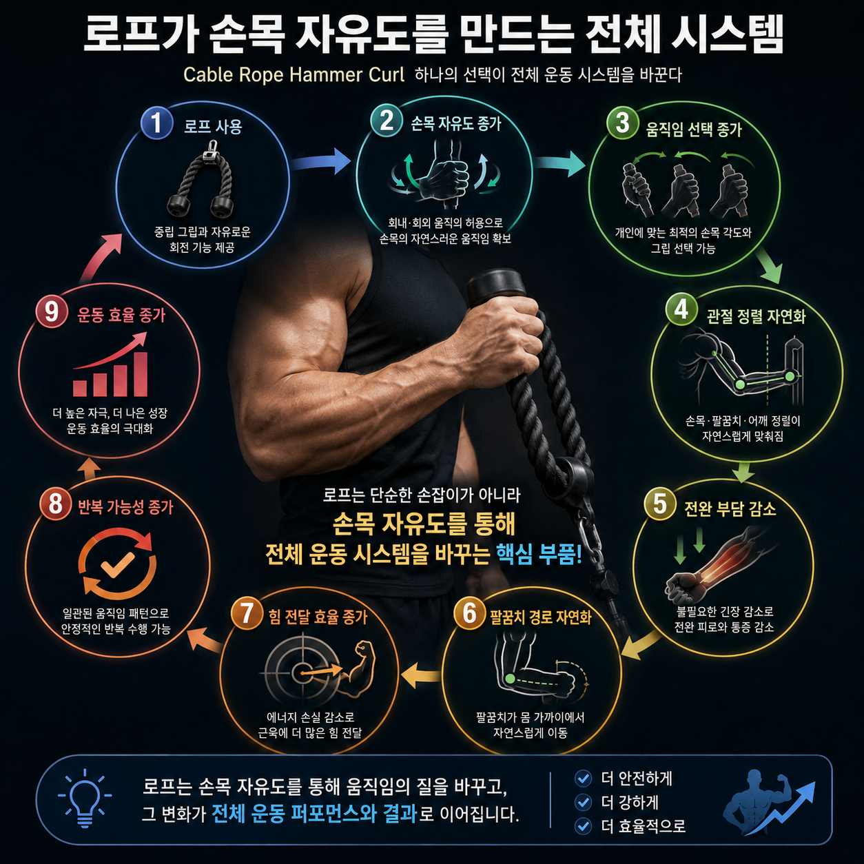 로프가 손목 자유도를 만드는 전체 시스템