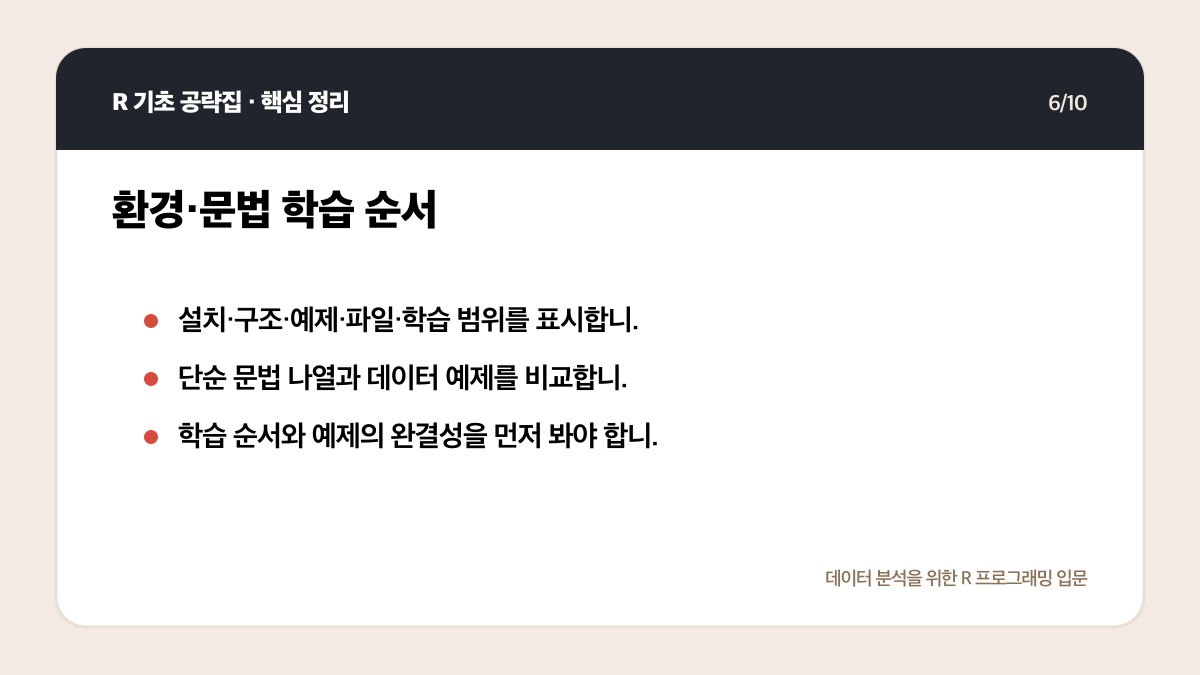 R 프로그래밍 독학 교재 고르는 법: 목차에서 확인할 5가지 핵심 정리 6