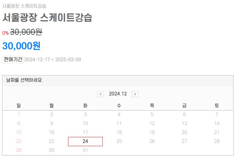 2024 서울광장 스케이트 강습 예매하기