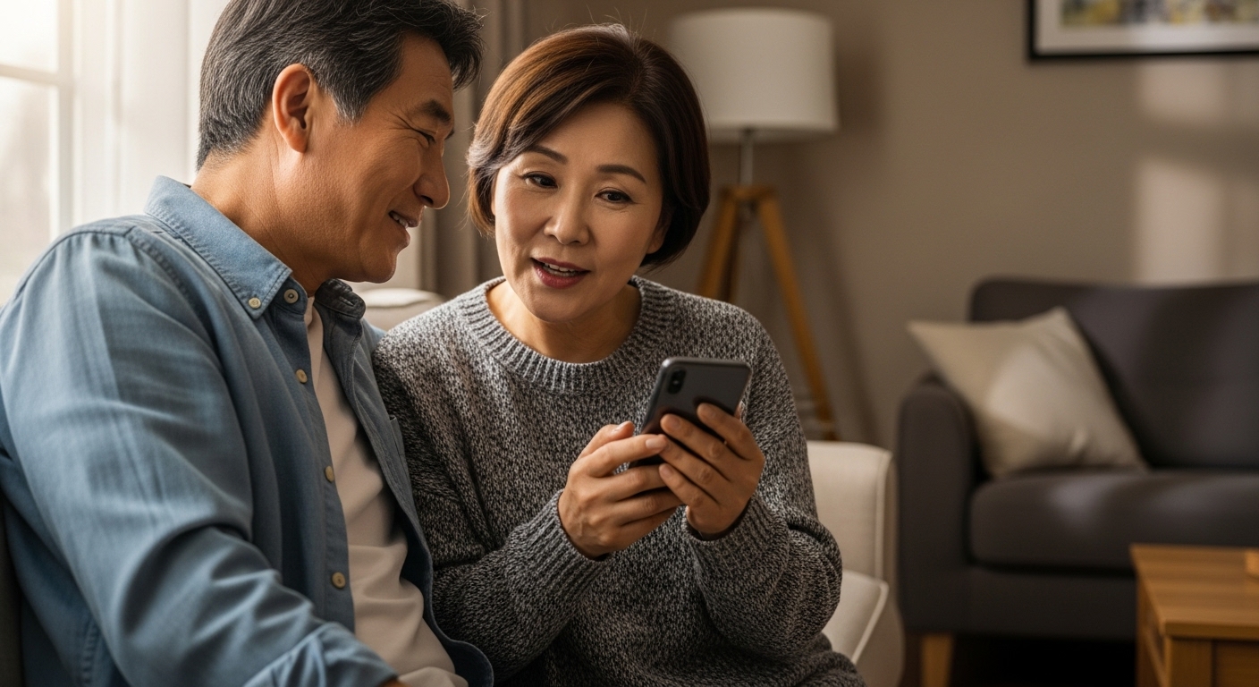 5060 세대가 좋아한 소통 앱 사용 장면