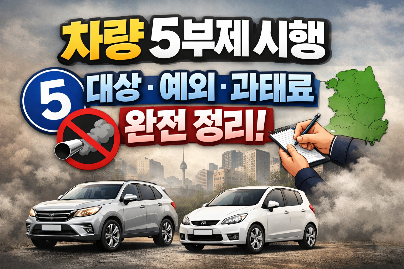 차량5부제 시행 대상 예외 과태료 완전정리 미세먼지 차량 운행제한 안내 썸네일