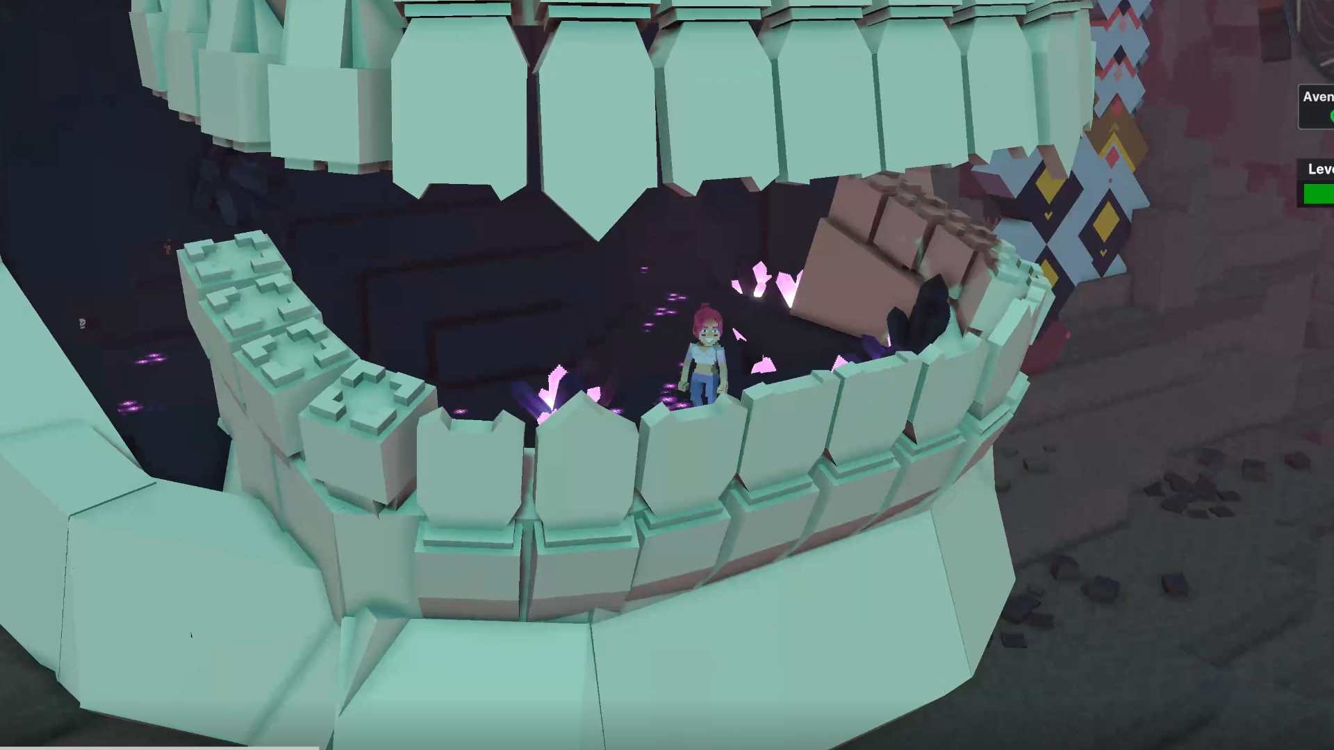 두개골의 입 속에 들어가 있다.