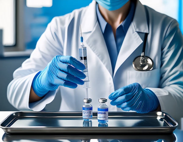 폐렴구균 예방접종 백신과 주사기