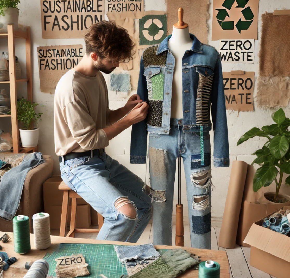 친환경 패션디자니어의 작업하는 모습을 표현한 사진