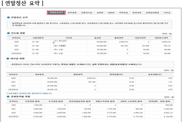 항목별 절세 도움말