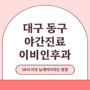 대구 동구 야간진료 늦게까지 진료 하는 이비인후과 병원 (18시 이후 지금 진료 중인 병원
