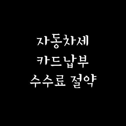 자동차세 카드 납부 꿀팁: 수수료 없..