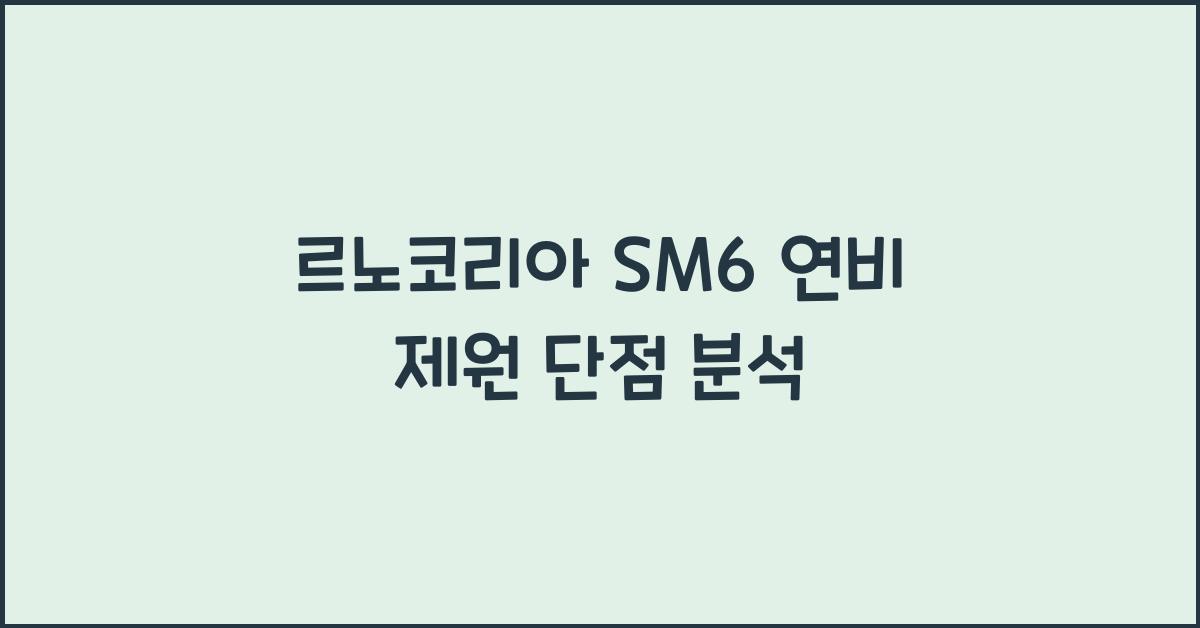 르노코리아 SM6 연비 제원 단점