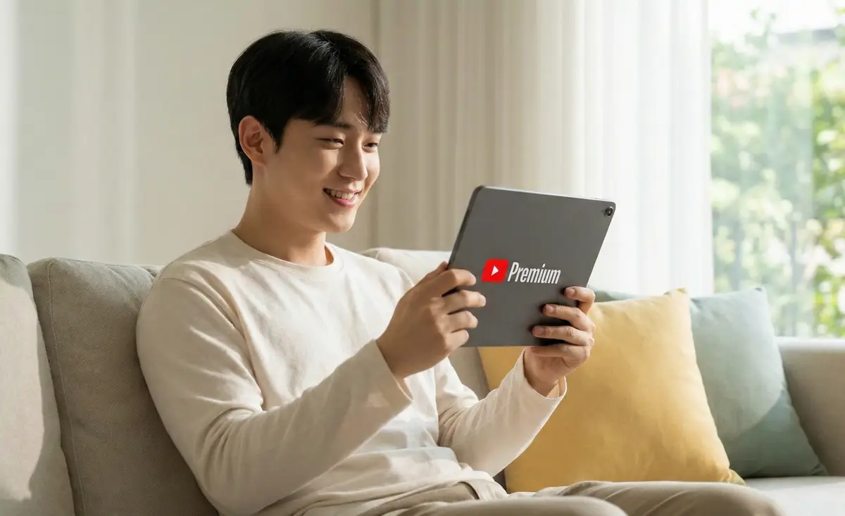 유플러스유튜브 제휴 혜택으로 광고 없이 편안하게 영상을 시청하는 사용자