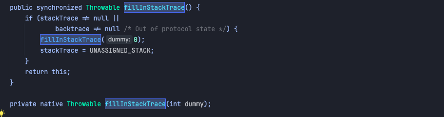 fillInStackTrace-code
