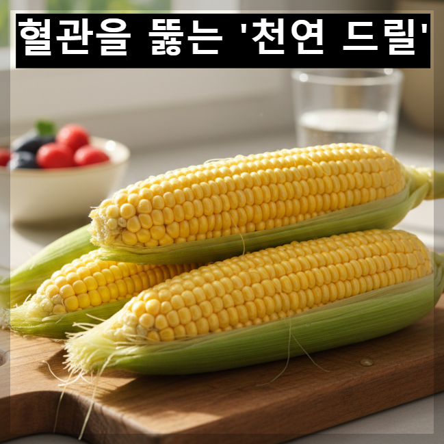 혈관 건강에 도움을 주는 노란 옥수수와 건강한 조리 이미지