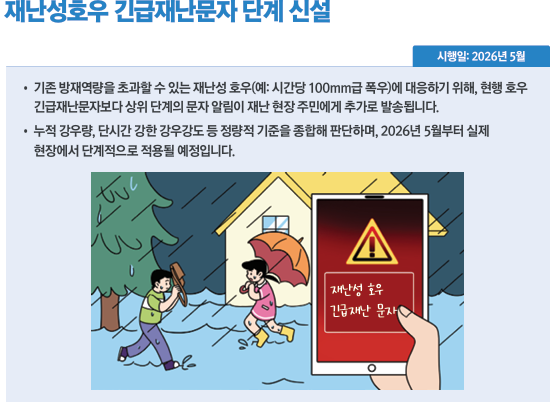 재난성호우 긴급재난문자 단계 신설