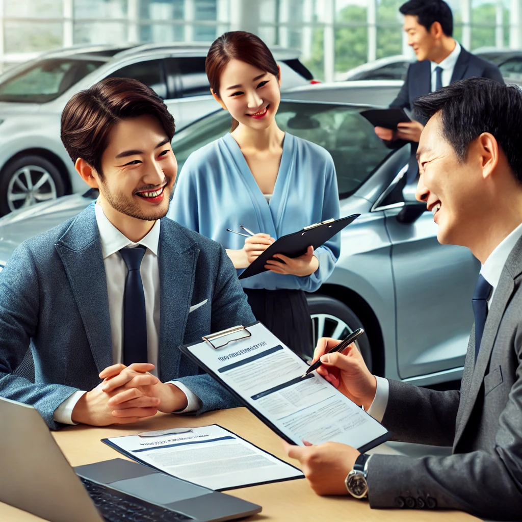 자동차 보험에 대해 상담하는모습