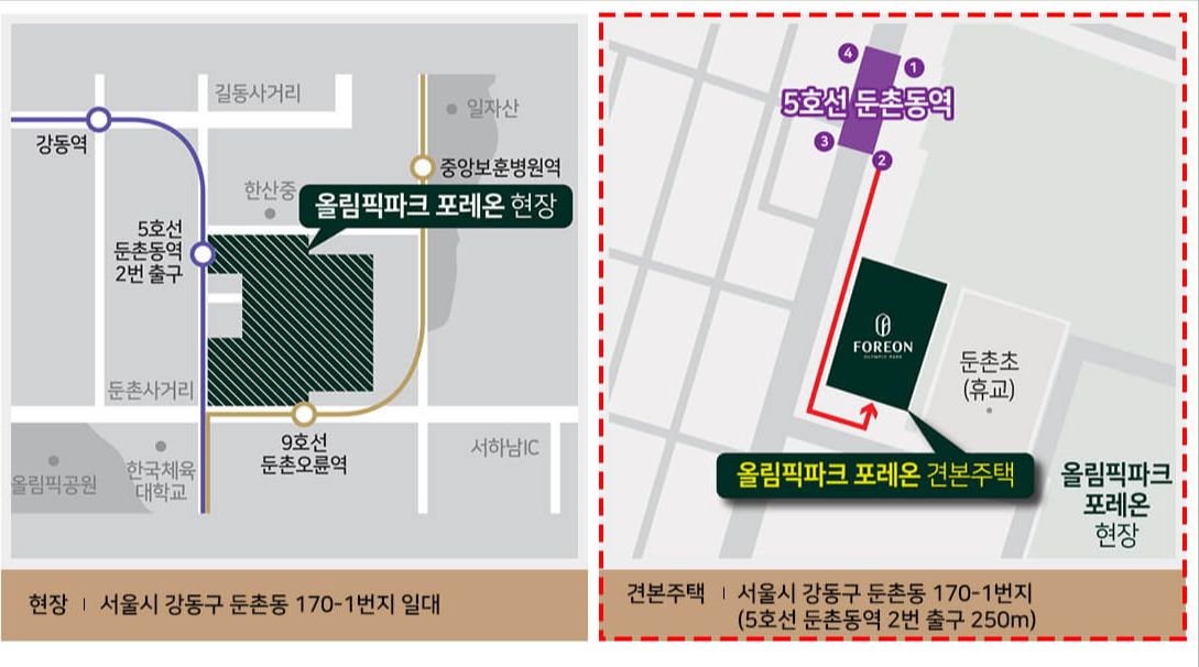 올림픽파크 포레온 견본주택 위치