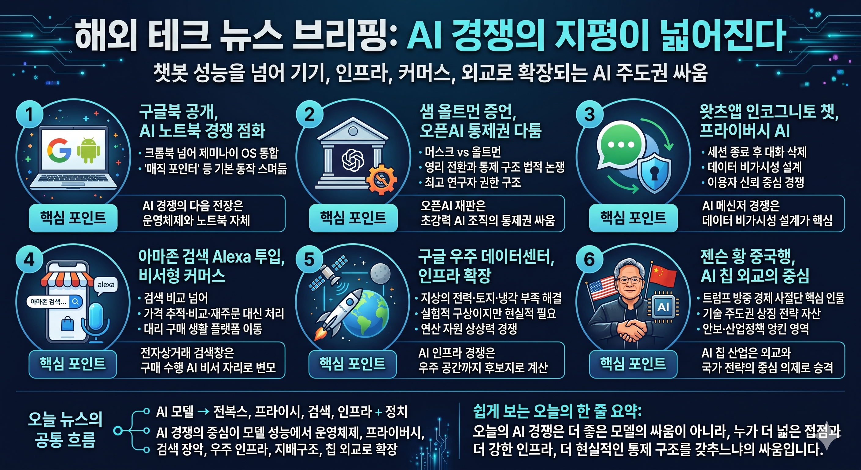 구글북 공개, 샘 올트먼 증언, 왓츠앱 인코그니토 챗, 아마존 쇼핑 검색창에 Alexa 투입, 구글의 우주 데이터센터 구상, 젠슨 황의 중국행