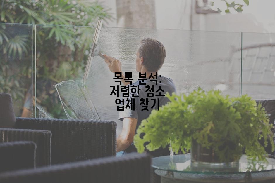목록 분석: 저렴한 청소 업체 찾기