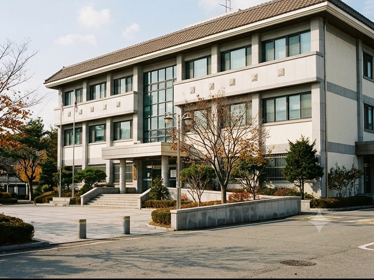 평일 낮의 한국 공공청사 외부 전경