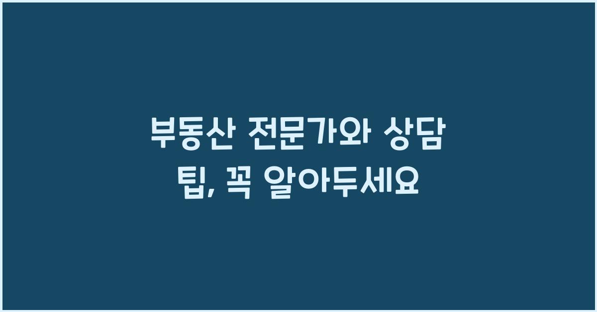 부동산 전문가와 상담 팁