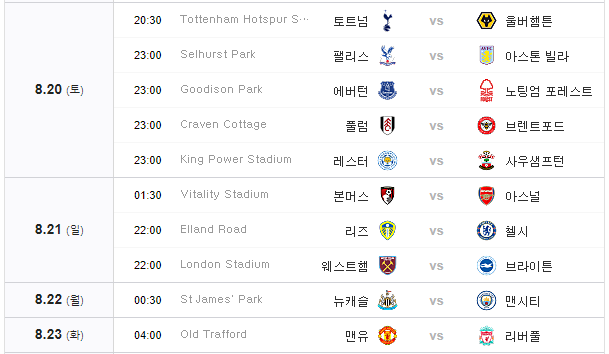 영국 프리미어 리그 토트넘 경기일정, FC 프리미어 리그 축구 경기 티켓 예매방법 (22.09 ~ 23.05 경기)