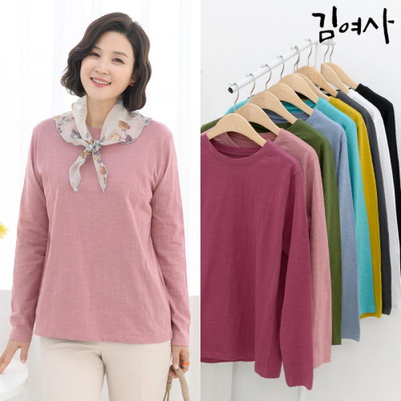 김여사 데일리 슬라브 라운드 티셔츠 엄마옷 마담옷 중년여성 50대 60대