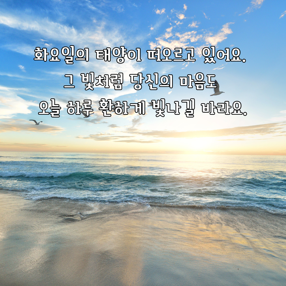 태양처럼 마음이 환하게 빛나기를 바라는 화요일 인사