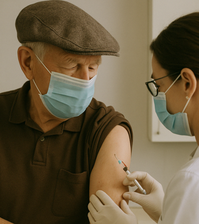 예방 접종 하는 어르신의 모습