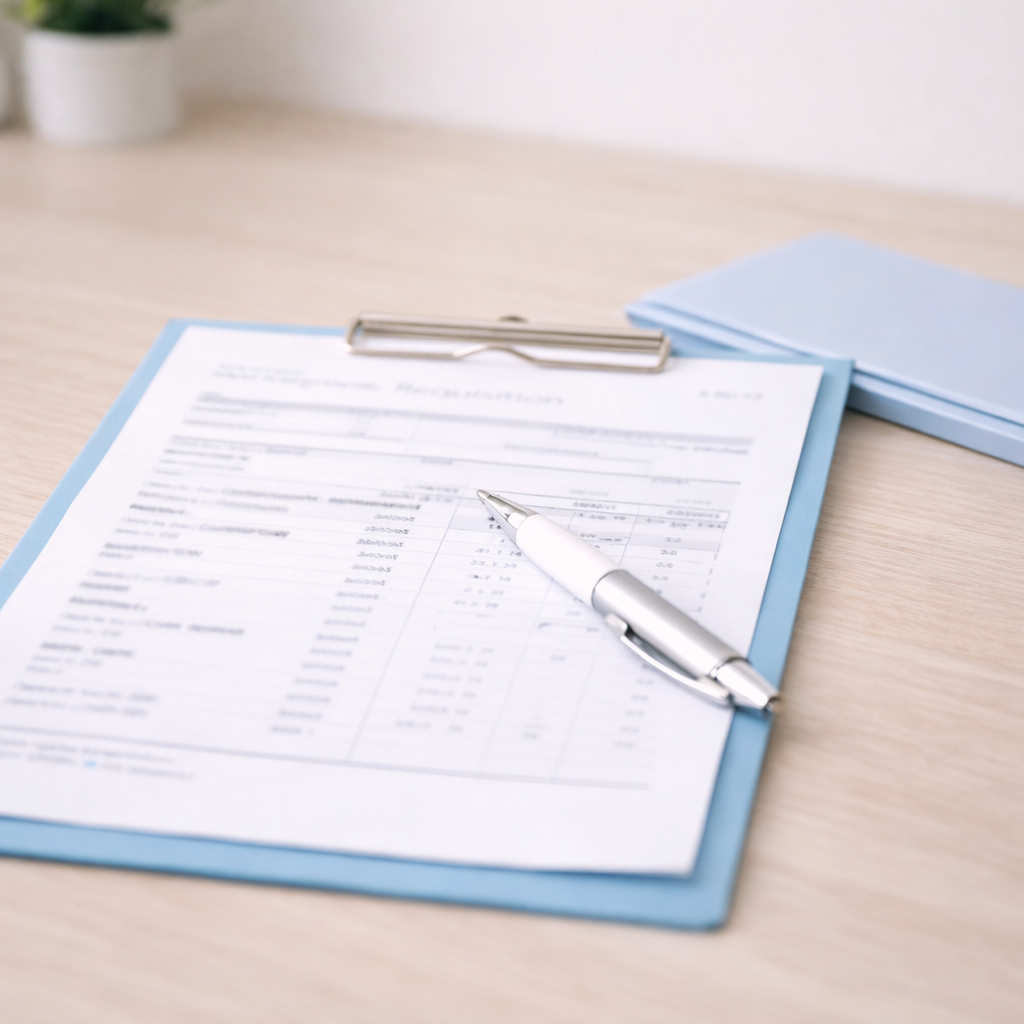 크론병 의심 시 진료와 검사가 필요함을 상징하는 정물 이미지