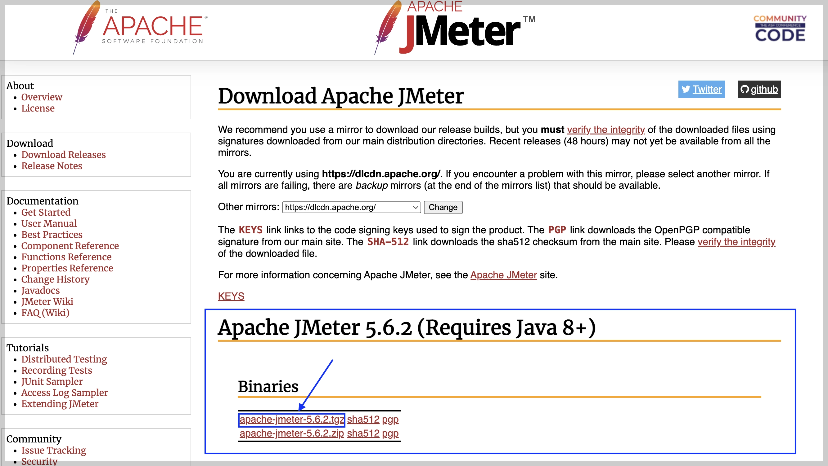 아파치 JMeter 홈페이지