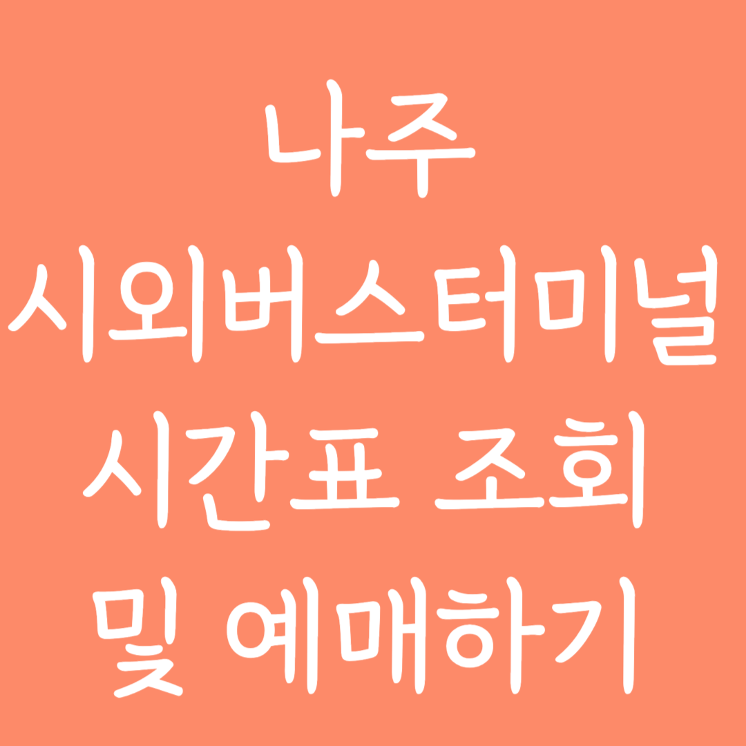 나주 시외버스터미널 시간표 조회 및 예매하기